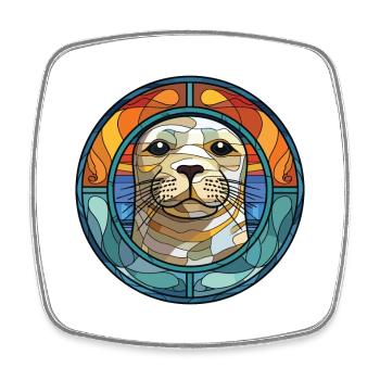 Seal Colorful Watercolor Animal Pet Illustration - Square fridge magnet - white - Front