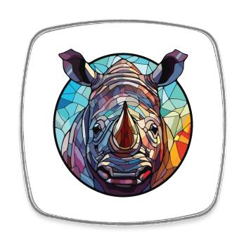 Nashorn buntes Aquarell Tier Haustier Illustration - Viereckiger Kühlschrankmagnet - Weiß - Vorne