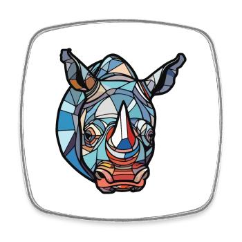 Rhinoceros Colorful Watercolor Animal Illustration - Square fridge magnet - white - Front