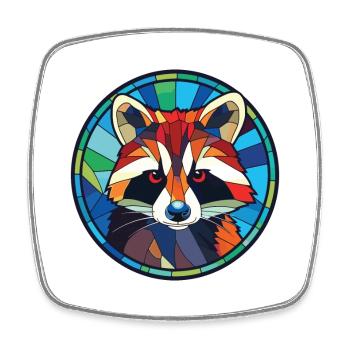 Raccoon Colorful Watercolor Animal Illustration - Square fridge magnet - white - Front