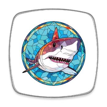 Shark Colorful Watercolor Animal Pet Illustration - Square fridge magnet - white - Front