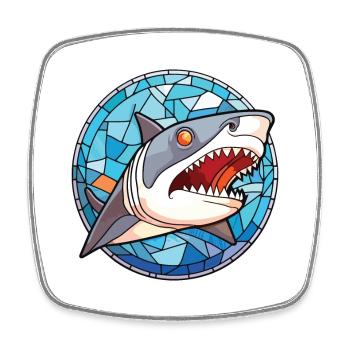Shark Colorful Watercolor Animal Pet Illustration - Square fridge magnet - white - Front