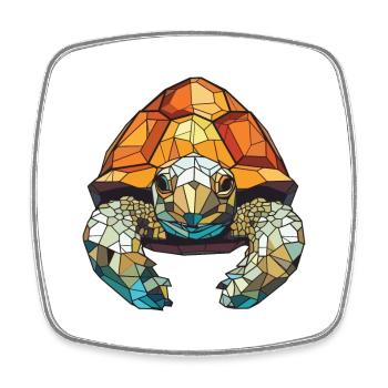 Tortue colorée aquarelle Animal Illustration - Magnet carré - blanc - Devant