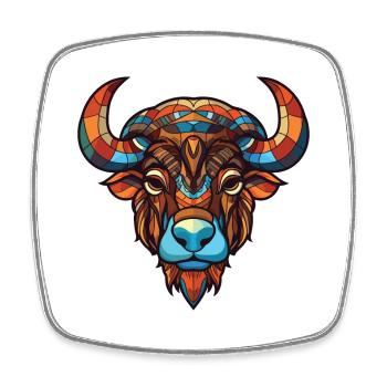 Buffalo Colorful Watercolor Animal Illustration - Square fridge magnet - white - Front