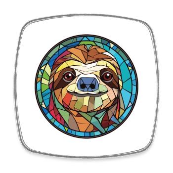 Burgarly Faultier Buntes Aquarell Tier Cartoon - Viereckiger Kühlschrankmagnet - Weiß - Vorne