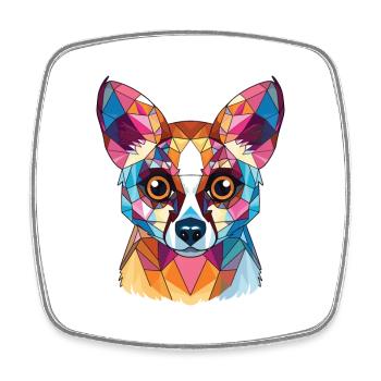 Cat Lemur Colorful Watercolor Animal Illustration - Square fridge magnet - white - Front