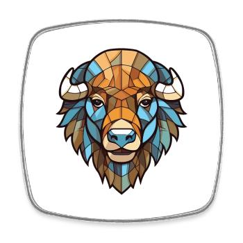 Bison Colorful Watercolor Animal Pet Illustration - Square fridge magnet - white - Front