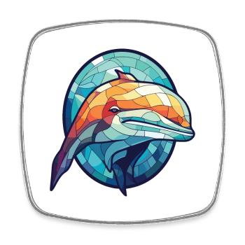 Whale Colorful Watercolor Animal Pet Illustration - Square fridge magnet - white - Front