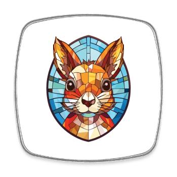 Squirrel Colorful Watercolor Animal Illustration - Square fridge magnet - white - Front
