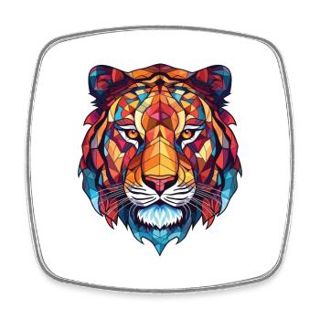 Tiger Buntes Aquarell Tier Haustier Illustration - Viereckiger Kühlschrankmagnet - Weiß - Vorne