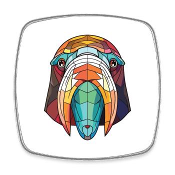 Walrus Colorful Watercolor Animal Pet Illustration - Square fridge magnet - white - Front
