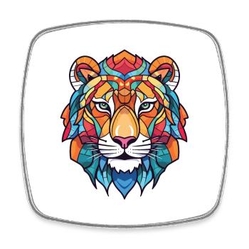 Tiger Buntes Aquarell Tier Haustier Illustration - Viereckiger Kühlschrankmagnet - Weiß - Vorne