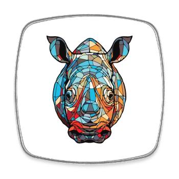 Nashorn buntes Aquarell Tier Haustier Illustration - Viereckiger Kühlschrankmagnet - Weiß - Vorne