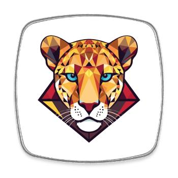 Cheetah Colorful Watercolor Animal Illustration - Square fridge magnet - white - Front