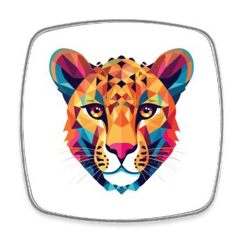 Cheetah Colorful Watercolor Animal Illustration - Square fridge magnet - white - Front