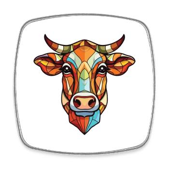 Kuh buntes Aquarell Tier Haustier Illustration - Viereckiger Kühlschrankmagnet - Weiß - Vorne