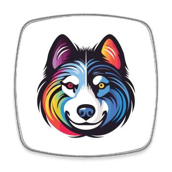 Husky buntes Aquarell Tier Haustier Illustration - Viereckiger Kühlschrankmagnet - Weiß - Vorne