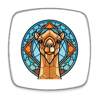Camel Colorful Watercolor Animal Pet Illustration - Square fridge magnet - white - Front