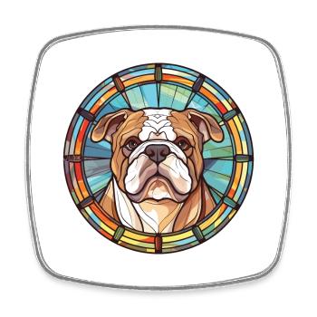 Bulldogge Buntes Aquarell Tier Illustration - Viereckiger Kühlschrankmagnet - Weiß - Vorne