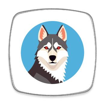 Husky Dog Aquarelle Colorée Animal Illustration - Magnet carré - blanc - Devant