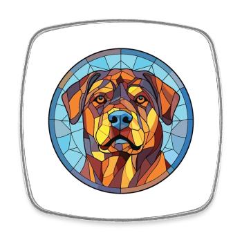 Rottweiler Chien Aquarelle Colorée Animal Cartoon - Magnet carré - blanc - Devant