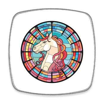 Unicorn Colorful Watercolor Animal Illustration - Square fridge magnet - white - Front