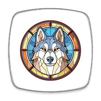 Husky Dog Aquarelle Colorée Animal Illustration - Magnet carré - blanc - Devant