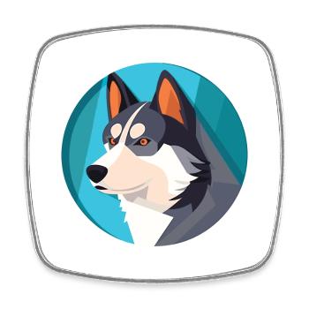 Husky Dog Aquarelle Colorée Animal Illustration - Magnet carré - blanc - Devant