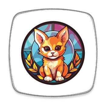 Chaton bébé chat coloré aquarelle Animal Cartoon - Magnet carré - blanc - Devant