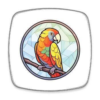 Papagei buntes Aquarell Tier Haustier Illustration - Viereckiger Kühlschrankmagnet - Weiß - Vorne