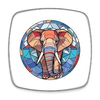Éléphant Aquarelle Colorée Illustration Animale - Magnet carré - blanc - Devant