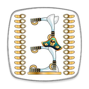 3rd Children's Birthday Party - NUMBER THREE - PIRATES - Square fridge magnet - white - Front