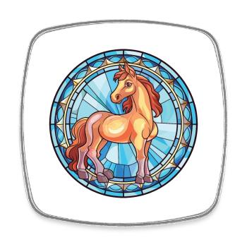 Poney Bébé Cheval Aquarelle Colorée Animal Cartoon - Magnet carré - blanc - Devant