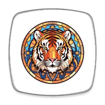 Tiger Buntes Aquarell Tier Haustier Illustration - Viereckiger Kühlschrankmagnet - Weiß - Vorne