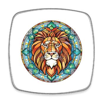 Lion Colorful Watercolor Animal Pet Illustration - Square fridge magnet - white - Front