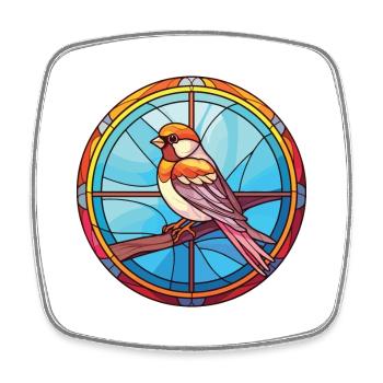 Spatz bunte Aquarell-Tier-Illustration - Viereckiger Kühlschrankmagnet - Weiß - Vorne