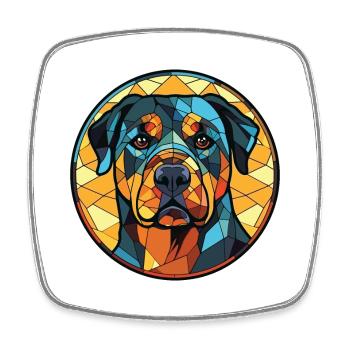 Rottweiler Chien Aquarelle Colorée Animal Cartoon - Magnet carré - blanc - Devant