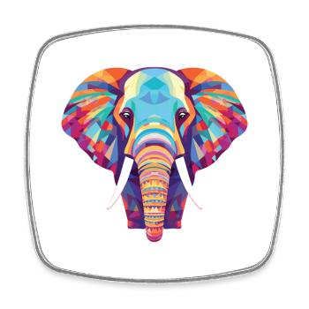 Elephant Colorful Watercolor Animal Illustration - Square fridge magnet - white - Front