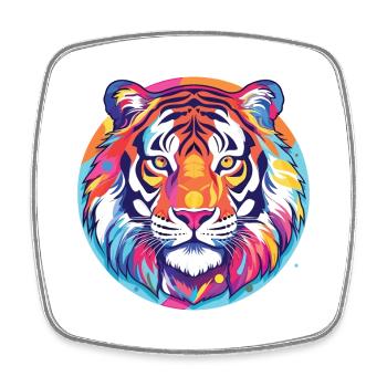 Tiger Buntes Aquarell Tier Haustier Illustration - Viereckiger Kühlschrankmagnet - Weiß - Vorne