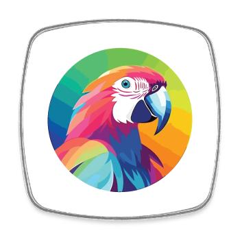 Papagei buntes Aquarell Tier Haustier Illustration - Viereckiger Kühlschrankmagnet - Weiß - Vorne