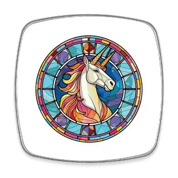 Einhorn bunte Aquarell-Tier-Illustration - Viereckiger Kühlschrankmagnet - Weiß - Vorne