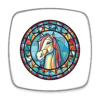 Poney aquarelle colorée Animal animal de compagnie Illustration - Magnet carré - blanc - Devant