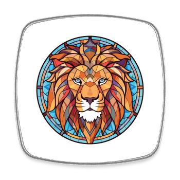 Lion Colorful Watercolor Animal Pet Illustration - Square fridge magnet - white - Front