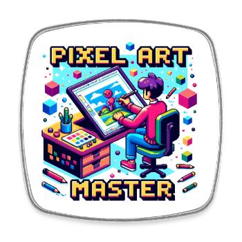 Maître du pixel art - Magnet carré - blanc - Devant