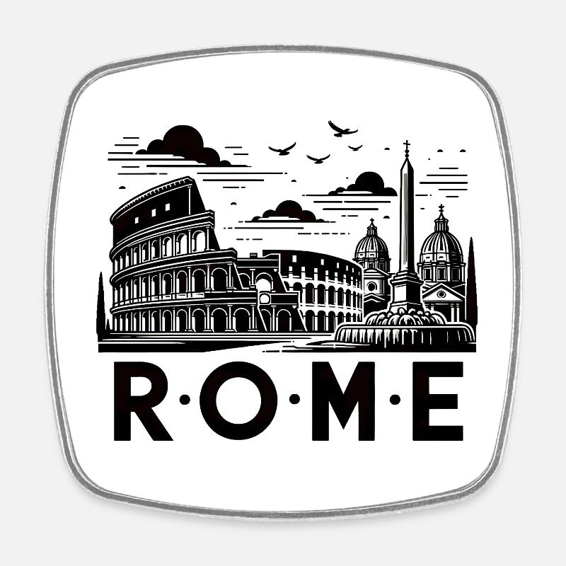 Rom - Viereckiger Kühlschrankmagnet - Weiß
