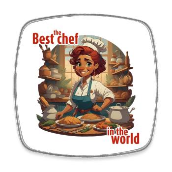 The Best Chef in the World - Square fridge magnet - white - Front