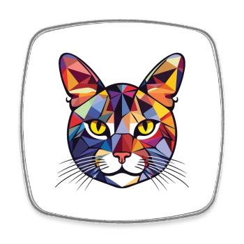 American Shorthair Cat Dessin animé aquarelle coloré - Magnet carré - blanc - Devant