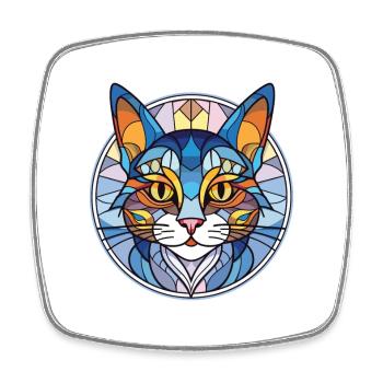 Égée Cat Breed Illustration à l’aquarelle colorée - Magnet carré - blanc - Devant