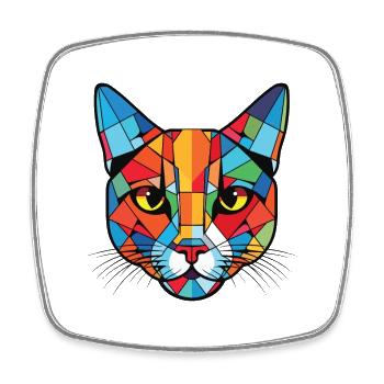 Brasilianische Kurzhaarkatze buntes Aquarell Haustier - Viereckiger Kühlschrankmagnet - Weiß - Vorne