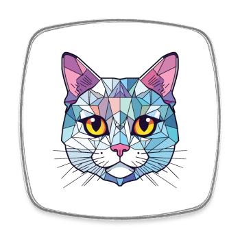 Chat d’argent britannique coloré aquarelle pour animaux de compagnie Cartoon - Magnet carré - blanc - Devant